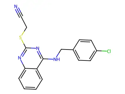 2-((4-((4-Chlorobenzyl)amino)quinazolin-2-yl)thio)acetonitrile structure