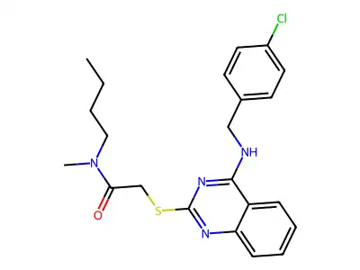 N-butyl-2-((4-((4-chlorobenzyl)amino)quinazolin-2-yl)thio)-N-methylacetamide structure