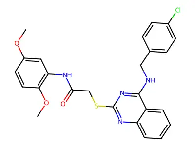 2-[(4-{[(4-chlorophenyl)methyl]amino}quinazolin-2-yl)sulfanyl]-N-(2,5-dimethoxyphenyl)acetamide structure