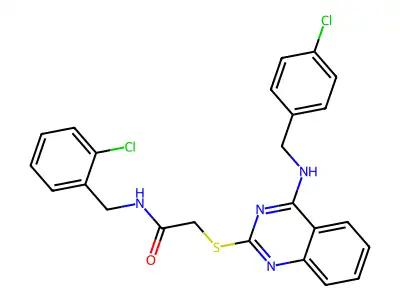 N-(2-chlorobenzyl)-2-((4-((4-chlorobenzyl)amino)quinazolin-2-yl)thio)acetamide structure