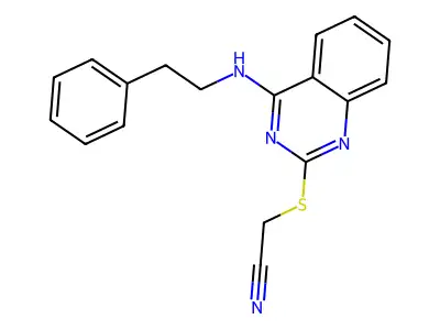 2-((4-(Phenethylamino)quinazolin-2-yl)thio)acetonitrile structure