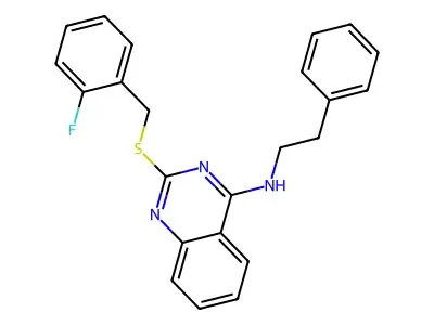 2-((2-fluorobenzyl)thio)-N-phenethylquinazolin-4-amine structure