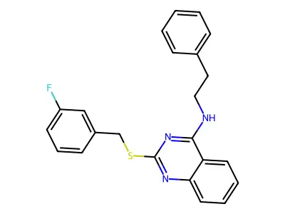 2-((3-fluorobenzyl)thio)-N-phenethylquinazolin-4-amine structure