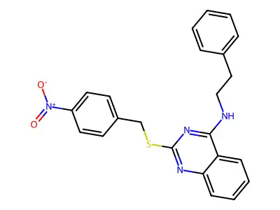 2-((4-nitrobenzyl)thio)-N-phenethylquinazolin-4-amine structure