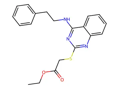 Ethyl 2-((4-(phenethylamino)quinazolin-2-yl)thio)acetate structure
