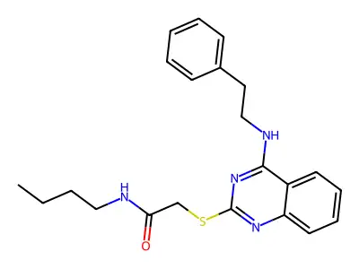 N-butyl-2-((4-(phenethylamino)quinazolin-2-yl)thio)acetamide structure