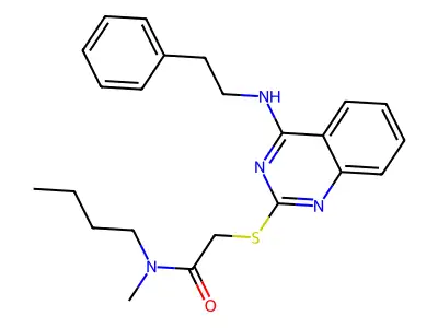 N-butyl-N-methyl-2-((4-(phenethylamino)quinazolin-2-yl)thio)acetamide structure