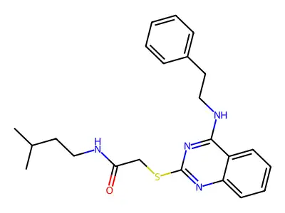 N-isopentyl-2-((4-(phenethylamino)quinazolin-2-yl)thio)acetamide structure
