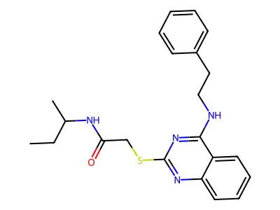 N-(sec-butyl)-2-((4-(phenethylamino)quinazolin-2-yl)thio)acetamide structure