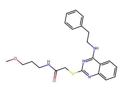 N-(3-methoxypropyl)-2-((4-(phenethylamino)quinazolin-2-yl)thio)acetamide structure