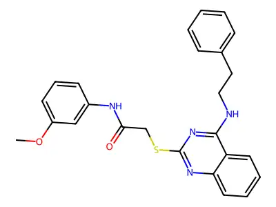 N-(3-methoxyphenyl)-2-((4-(phenethylamino)quinazolin-2-yl)thio)acetamide structure