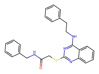 N-benzyl-2-((4-(phenethylamino)quinazolin-2-yl)thio)acetamide structure
