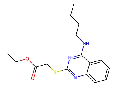 Ethyl 2-((4-(butylamino)quinazolin-2-yl)thio)acetate structure