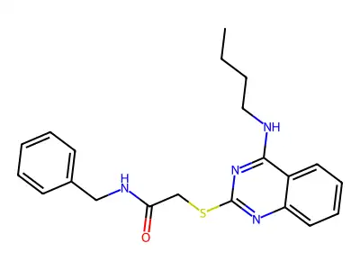 N-benzyl-2-((4-(butylamino)quinazolin-2-yl)thio)acetamide structure