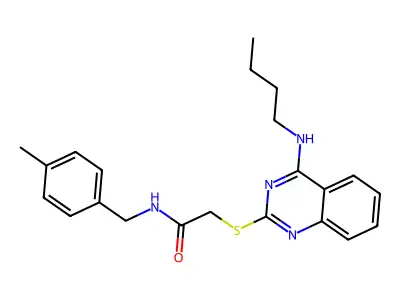 2-((4-(butylamino)quinazolin-2-yl)thio)-N-(4-methylbenzyl)acetamide structure