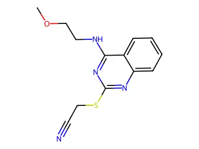 2-[4-(2-Methoxyethylamino)quinazolin-2-yl]sulfanylacetonitrile structure