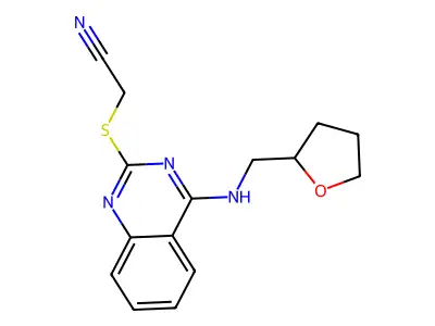 2-[4-(Oxolan-2-ylmethylamino)quinazolin-2-yl]sulfanylacetonitrile structure