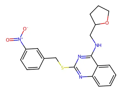 2-[(3-nitrophenyl)methylsulfanyl]-N-(oxolan-2-ylmethyl)quinazolin-4-amine structure