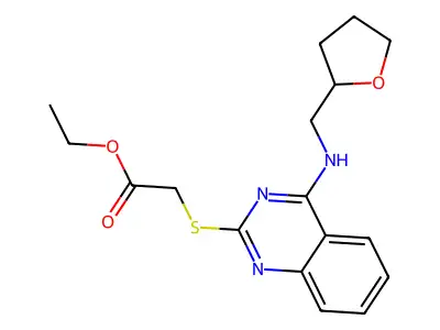 Ethyl 2-[4-(oxolan-2-ylmethylamino)quinazolin-2-yl]sulfanylacetate structure