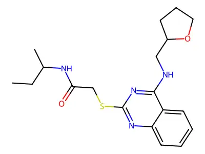 N-butan-2-yl-2-[4-(oxolan-2-ylmethylamino)quinazolin-2-yl]sulfanylacetamide structure
