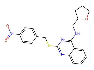 2-[(4-nitrophenyl)methylsulfanyl]-N-(oxolan-2-ylmethyl)quinazolin-4-amine structure