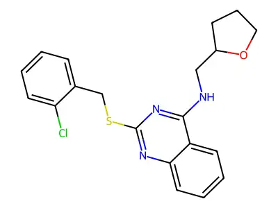 2-[(2-chlorophenyl)methylsulfanyl]-N-(oxolan-2-ylmethyl)quinazolin-4-amine structure