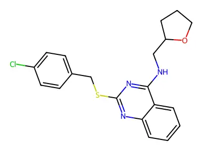 2-[(4-chlorophenyl)methylsulfanyl]-N-(oxolan-2-ylmethyl)quinazolin-4-amine structure