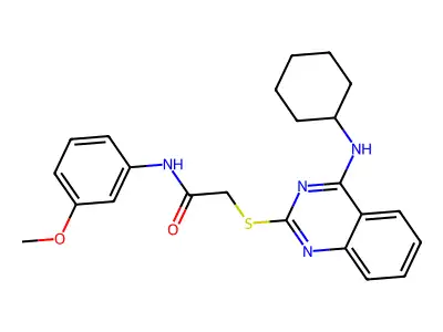 2-[4-(cyclohexylamino)quinazolin-2-yl]sulfanyl-N-(3-methoxyphenyl)acetamide structure