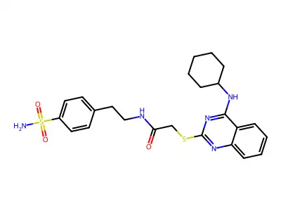 2-((4-(cyclohexylamino)quinazolin-2-yl)thio)-N-(4-sulfamoylphenethyl)acetamide structure