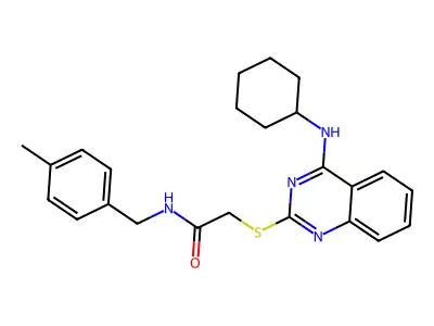 2-((4-(cyclohexylamino)quinazolin-2-yl)thio)-N-(4-methylbenzyl)acetamide structure