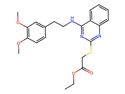Ethyl 2-((4-((3,4-dimethoxyphenethyl)amino)quinazolin-2-yl)thio)acetate structure