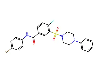 N-(4-bromophenyl)-4-fluoro-3-[(4-phenylpiperazin-1-yl)sulfonyl]benzamide structure