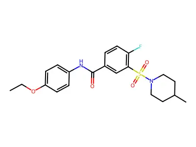 N-(4-ethoxyphenyl)-4-fluoro-3-(4-methylpiperidin-1-yl)sulfonylbenzamide structure