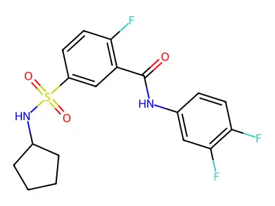 5-(cyclopentylsulfamoyl)-N-(3,4-difluorophenyl)-2-fluorobenzamide structure