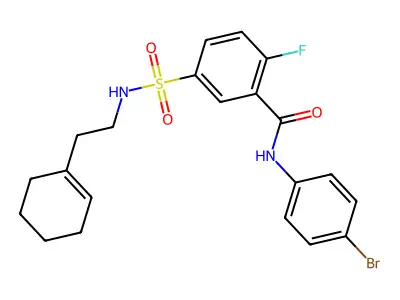 N-(4-bromophenyl)-5-[2-(cyclohexen-1-yl)ethylsulfamoyl]-2-fluorobenzamide structure