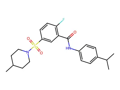 2-fluoro-5-(4-methylpiperidin-1-yl)sulfonyl-N-(4-propan-2-ylphenyl)benzamide structure