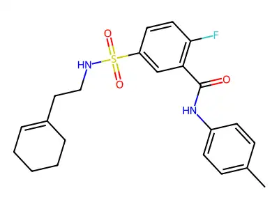 5-[2-(cyclohexen-1-yl)ethylsulfamoyl]-2-fluoro-N-(4-methylphenyl)benzamide structure