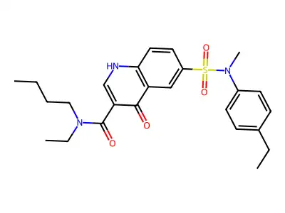 N-Butyl-N-ethyl-6-[[(4-ethylphenyl)methylamino]sulfonyl]-1,4-dihydro-4-oxo-3-quinolinecarboxamide structure
