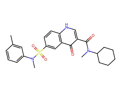 N-cyclohexyl-N-methyl-6-[methyl-(3-methylphenyl)sulfamoyl]-4-oxo-1H-quinoline-3-carboxamide structure