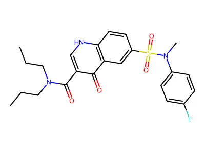 6-[(4-fluorophenyl)-methyl-sulfamoyl]-4-oxo-N,N-dipropyl-1H-quinoline-3-carboxamide structure