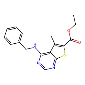 Ethyl 4-(benzylamino)-5-methylthieno[2,3-d]pyrimidine-6-carboxylate structure
