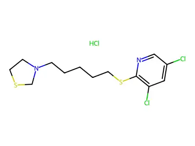 Thiazolidine, 3-(5-(3,5-dichloro-2-pyridyl)thiopentyl)-, hydrochloride structure