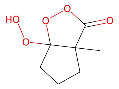 6a-hydroperoxy-3a-methyl-5,6-dihydro-4H-cyclopenta[c]dioxol-3-one structure