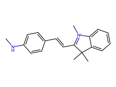 N-methyl-4-[2-(1,3,3-trimethylindol-1-ium-2-yl)ethenyl]aniline structure