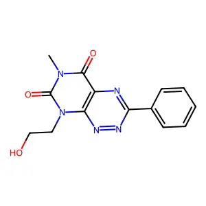 Pyrimido(5,4-e)-1,2,4-triazine-5,7(6H,8H)-dione, 8-(2-hydroxyethyl)-6-methyl-3-phenyl- structure
