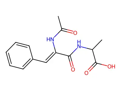N-[2-(acetylamino)-3-phenylacryloyl]alanine structure