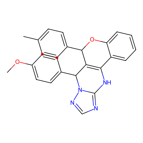 7-(4-methoxyphenyl)-6-(4-methylphenyl)-7,12-dihydro-6H-chromeno[4,3-d][1,2,4]triazolo[1,5-a]pyrimidine structure