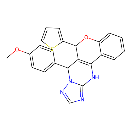 7-(4-METHOXYPHENYL)-6-(2-THIENYL)-7,12-DIHYDRO-6H-CHROMENO[4,3-D][1,2,4]TRIAZOLO[1,5-A]PYRIMIDINE structure