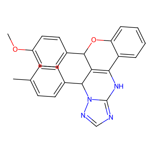 6-(4-methoxyphenyl)-7-(4-methylphenyl)-7,12-dihydro-6H-chromeno[4,3-d][1,2,4]triazolo[1,5-a]pyrimidine structure