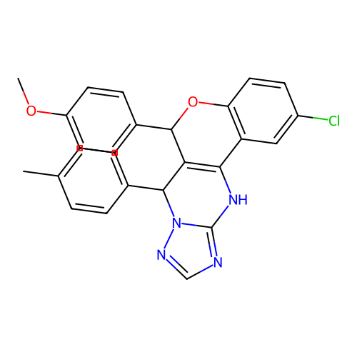 2-chloro-6-(4-methoxyphenyl)-7-(4-methylphenyl)-7,12-dihydro-6H-chromeno[4,3-d][1,2,4]triazolo[1,5-a]pyrimidine structure
